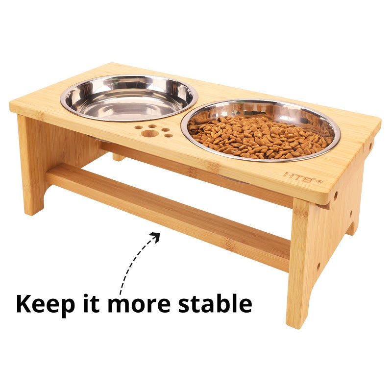 HTB Elevated Dog Bowls,Raised Dog Bowl Stand with 2 Stainless Steel Bowls,Elevated Raised Dog Bowls for Large Medium Small Sized Dogs - Image 4